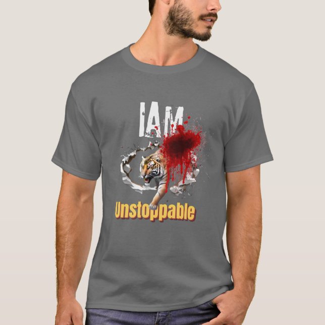 Jag är en ostoppbar tiger-genombrott, blodig grafi t shirt (Framsida)