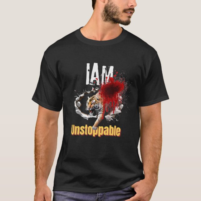 Jag är en ostoppbar tiger-genombrott, blodig grafi t shirt (Framsida)