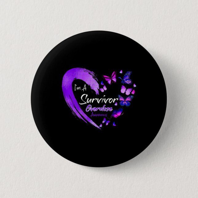 Jag är en överdosering av Lila Butterfly Knapp (Framsida)