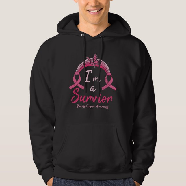 Jag är en överlevande, bröstcancermedvetenhet hoodie (Framsida)