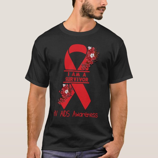 Jag Är En Överlevare Hiv Aids Medvetenhet T Shirt (Framsida)