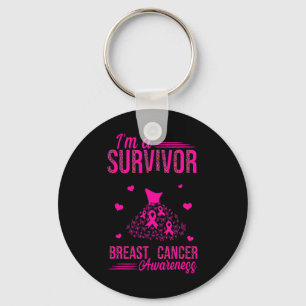 Jag Är En Överlevare Rosa Band Kvinnor Bröstcancer Nyckelring