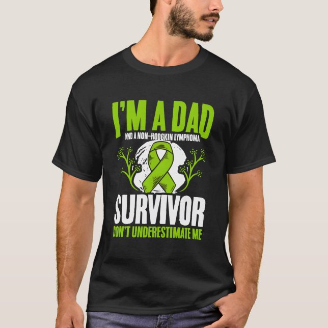 Jag är en Pappa Grönt Ribbon non-Hodgkin Lymphoma  T Shirt (Framsida)