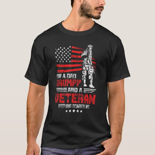 Jag är en Pappa-grumpy och en veteransk amerikansk T Shirt (Framsida)