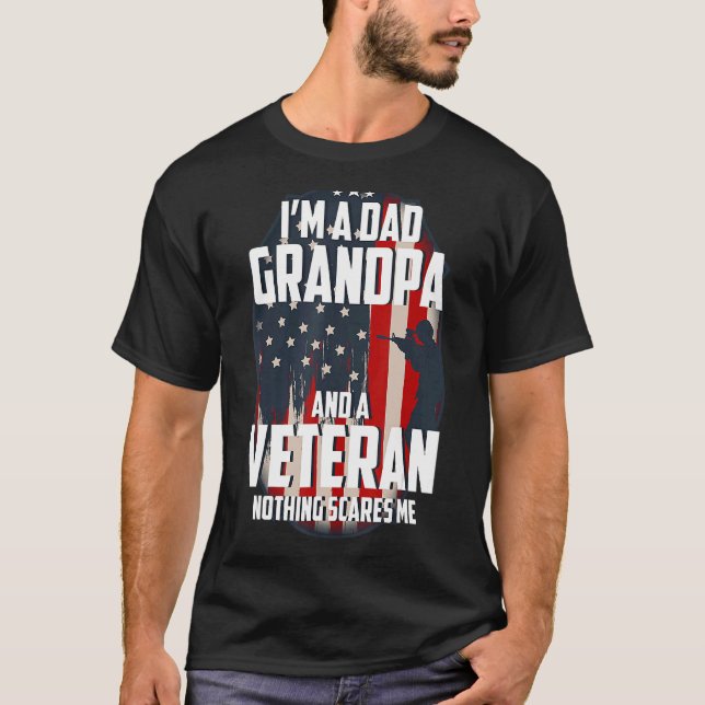 Jag är en Pappa-morfar och ett veteranskt ingentin T Shirt (Framsida)