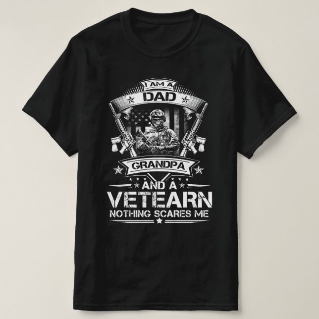 Jag är en pappa-morfar och ett veteranskt ingentin t shirt (Design framsida)