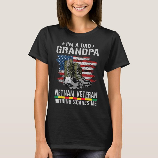 Jag är en Pappa morfar och Vietnam Veteran America T Shirt (Framsida)