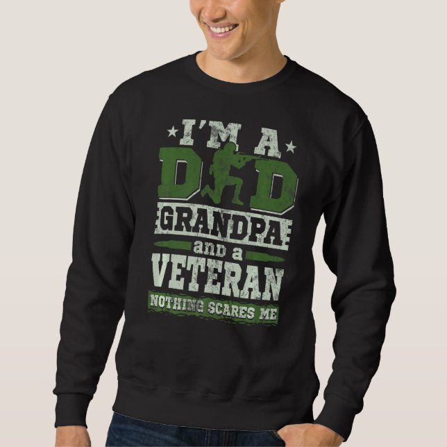 Jag är en Pappa morfar Veteran Fars dag Lång Ärmad Tröja (Framsida)