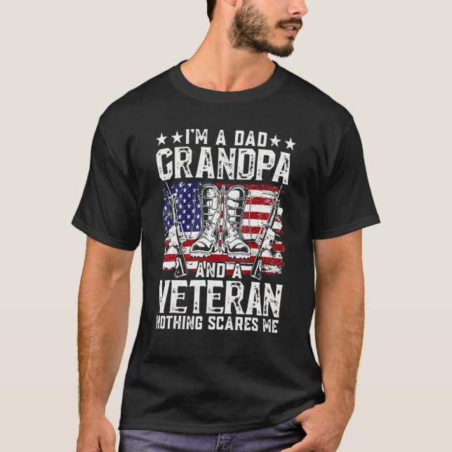 Jag är en Pappa morfar Veteran Fars dag T Shirt (Framsida)