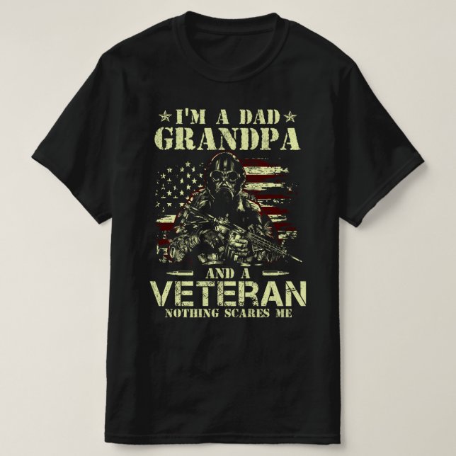 Jag är en pappa morpa och ett veteranskt ingenting t shirt (Design framsida)