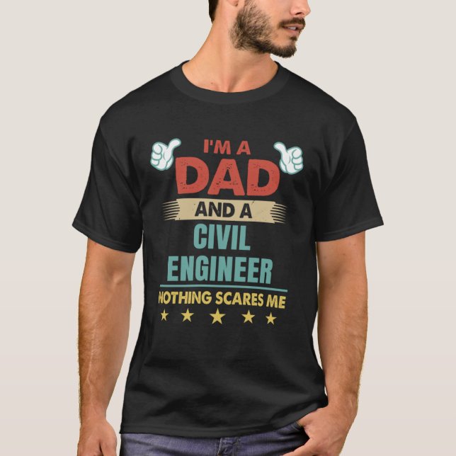 Jag är en Pappa och en civil Ingenjör Skrämmer ing T Shirt (Framsida)