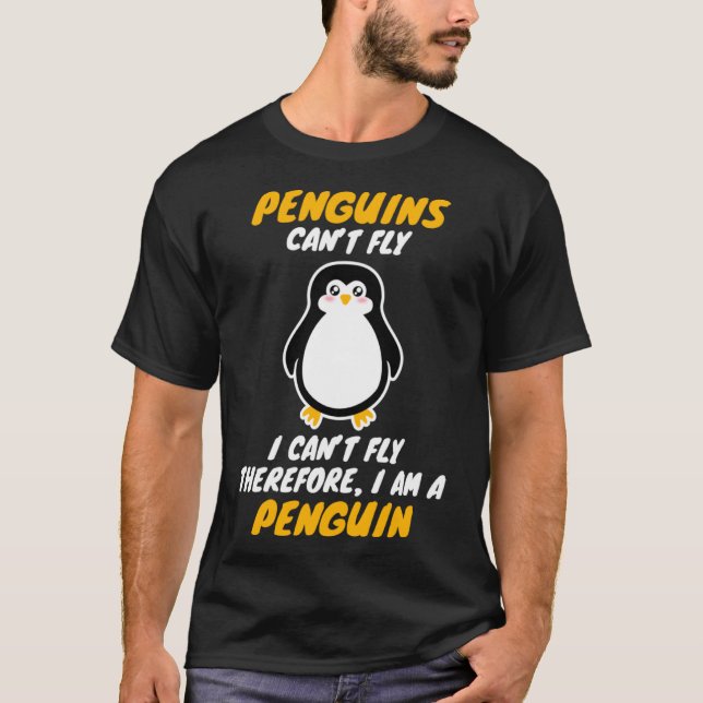 JAG ÄR EN PENGUIN Cant Fly Coola Animal T Shirt (Framsida)