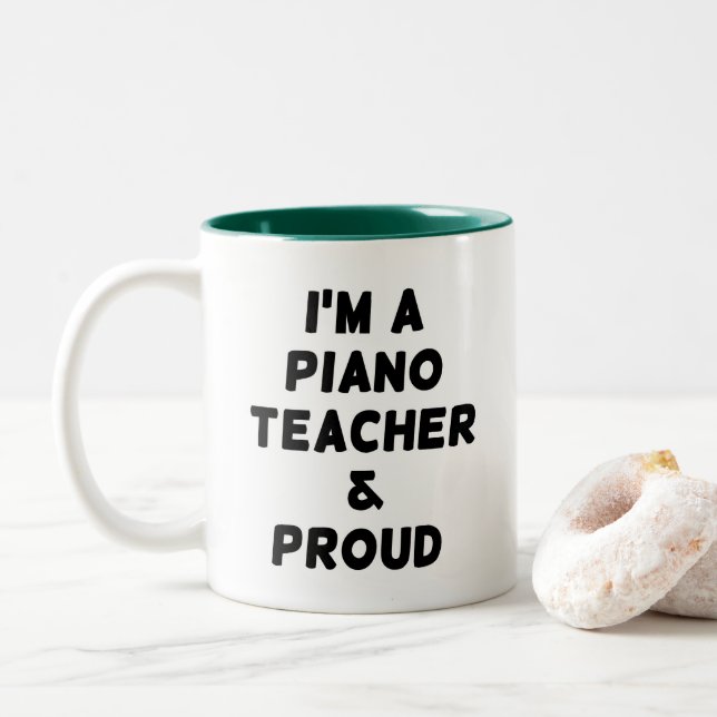 JAG ÄR EN PIANO-TEACHER OCH STOPPAD TvåTON COFFEE  Två-Tonad Mugg (Med munk)