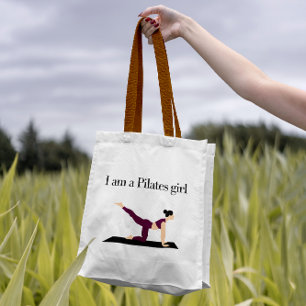 "Jag är en Pilatflicka"Cute Lila Feminine Modern Tygkasse
