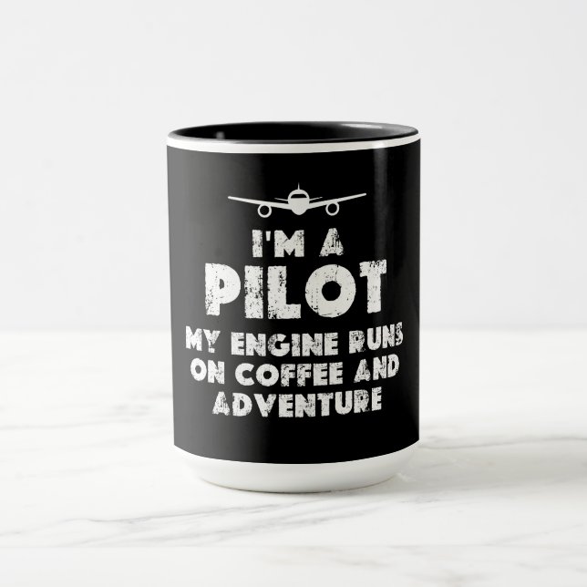 Jag är en Pilot Funny | kaffe och äventyr Mugg (Center)