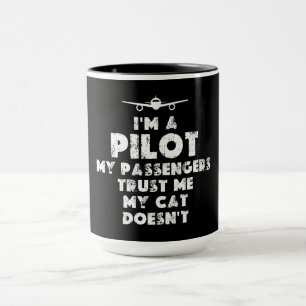 Jag är en Pilot Funny   Kattälskare Mugg