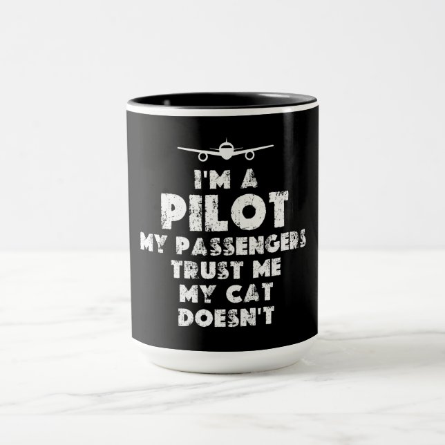 Jag är en Pilot Funny | Kattälskare Mugg (Center)