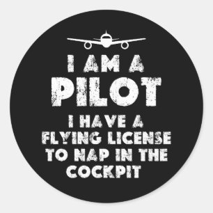 Jag är en Pilot Funny Runt Klistermärke