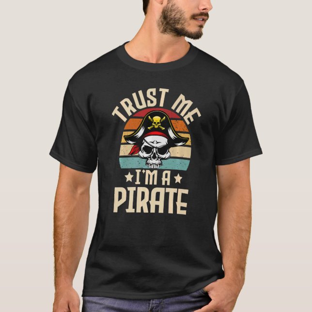 Jag är en Pirat Lazy Halloween Costume Skul T Shirt (Framsida)