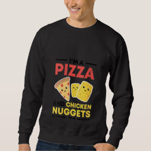 Jag är en pizza och en hönsknuggen kille lång ärmad tröja