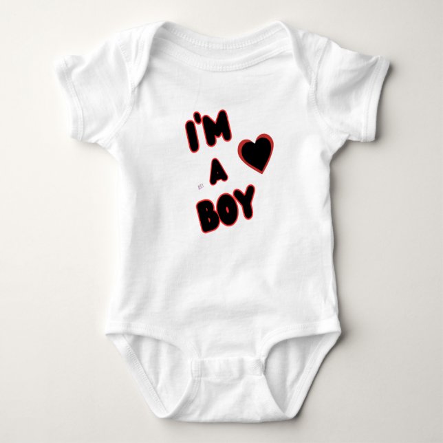 Jag är en pojke Baby Bodysuit – Söt & Mysig T Shirt (Framsida)