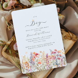 Jag är en pojke! Modern, Wildblomma, babyskal Inbjudningar