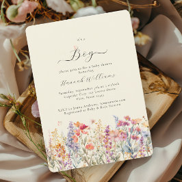 Jag är en pojke! Modern, Wildblomma, babyskal Inbjudningar