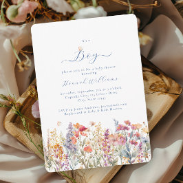 Jag är en pojke! Modern, Wildblomma, babyskal Inbjudningar