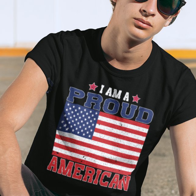 Jag är en proud amerikansk Flagga Patriotic T Shirt (Skapare uppladdad)