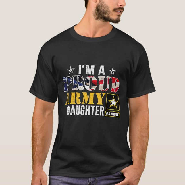  Jag är en proud armédotter, amerikansk Flagga T Shirt (Framsida)