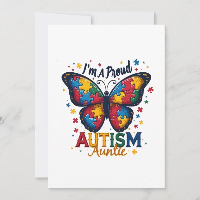 Jag är en proud Autism Auntie Autism Awareness Inbjudningar (Framsida)