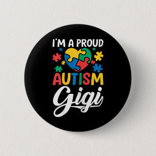 Jag är en proud Gigi Kärlek Heart Autism Awareness Knapp