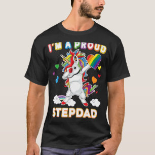 Jag är en proud Lgbt Gay Stepdad Pride Dabbing Uni T Shirt