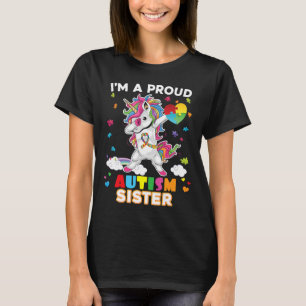 Jag är en proud syster Dabbing Unicorn Autism Awar T Shirt