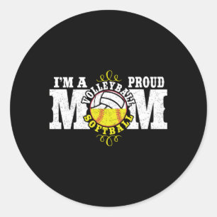 Jag är en proud Volleyball Softball Mamma Runt Klistermärke