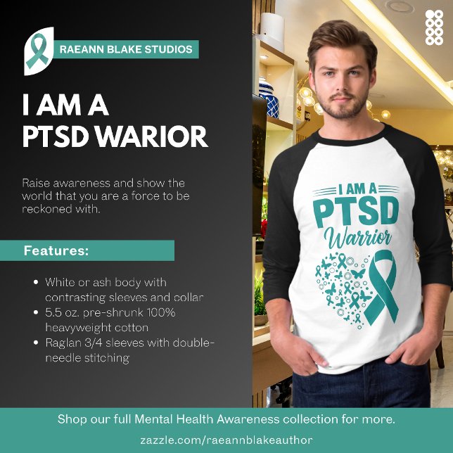 Jag är en PTSD-krigare 3/4 Ärm T-Shirt (Skapare uppladdad)