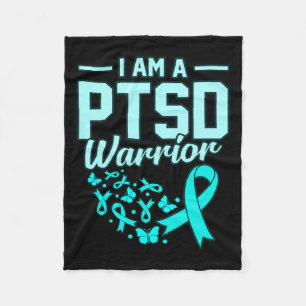 Jag är en Ptsd Warrior Stressar medvetandehöjande  Fleecefilt