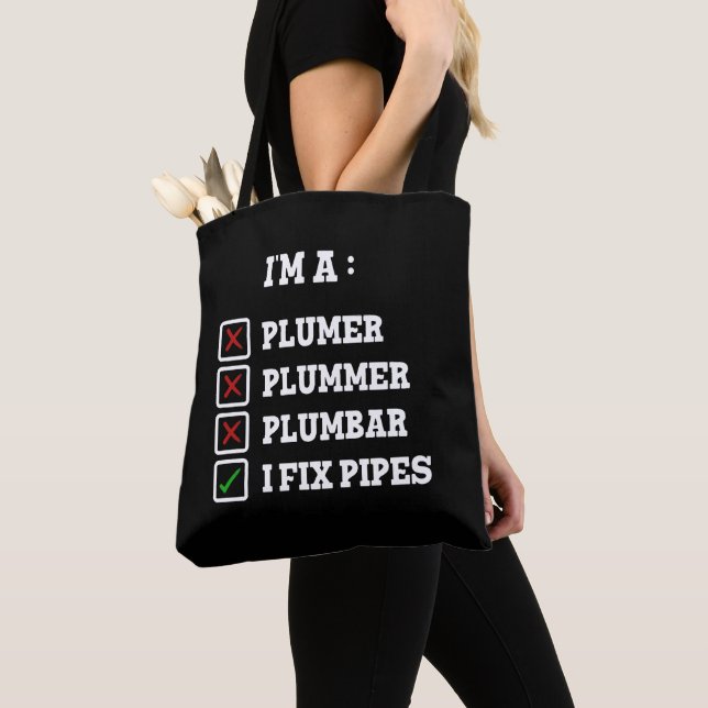 Jag är en Pumer Plummer Plumbar Handyman Rör Fixer Tygkasse (Närbild)