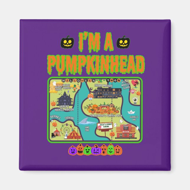 Jag är en Pumpkin Head Magnet med Karta (Framsidan)