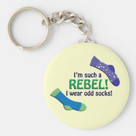 Jag är en rebell, jag bäror udda strumpor! nyckelring