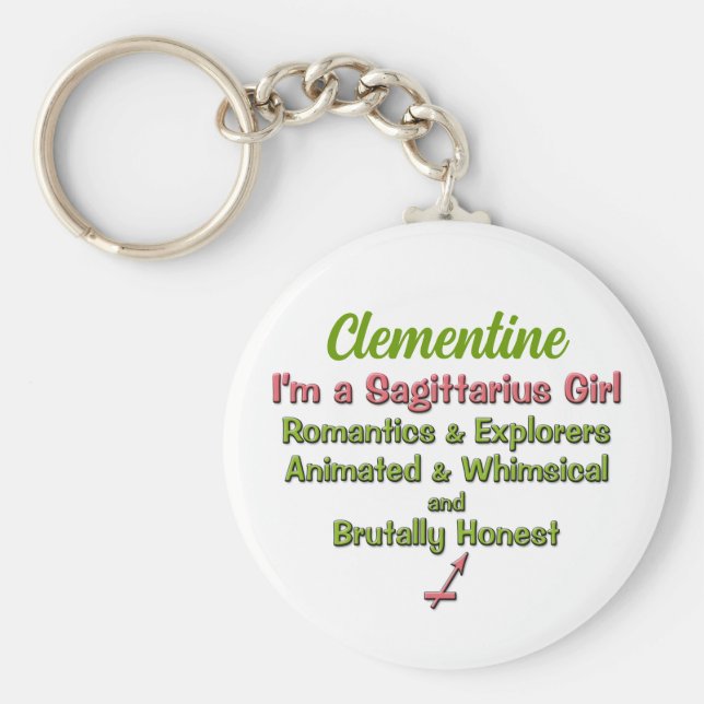 Jag är en Sagittarius Girl Personlig Keychain Nyckelring (Framsidan)
