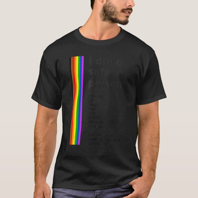 Jag är en Säker person, Lgbtq Ally Säker Space Pri T Shirt (Framsida)
