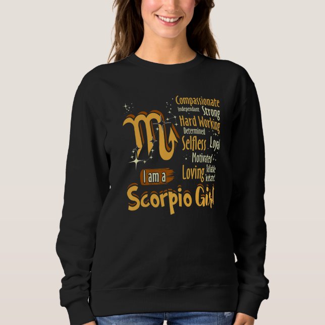 Jag är en Scorpio Girl Zodiac-skylt T Shirt (Framsida)