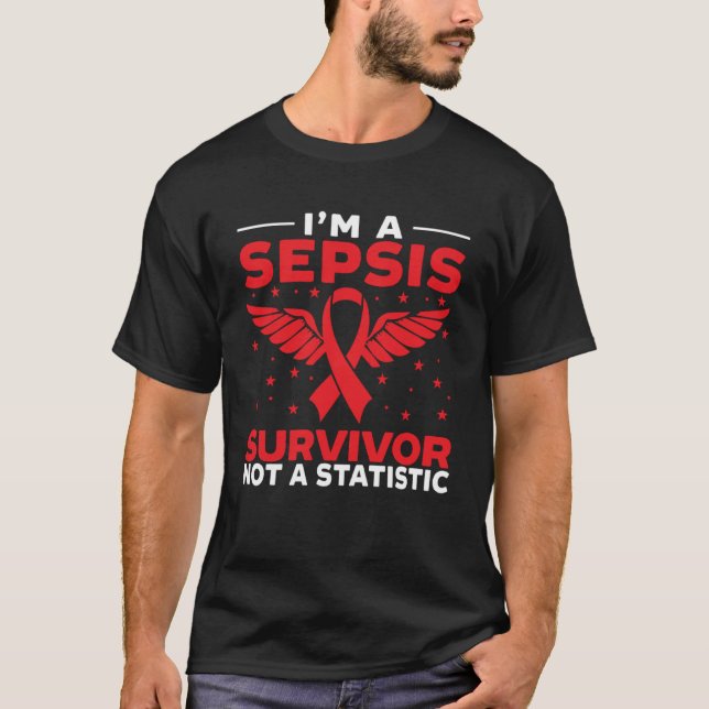 Jag är en Sepsis Survivor, inte en statistisk Seps T Shirt (Framsida)
