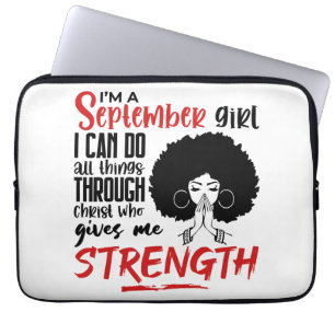 Jag är en September Girl Praying Black Queen Woman Laptop Fodral