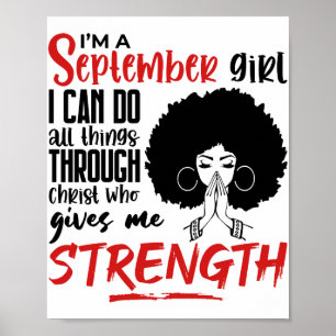 Jag är en September Girl Praying Black Queen Woman Poster