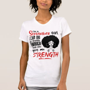 Jag är en September Girl Praying Black Queen Woman T Shirt