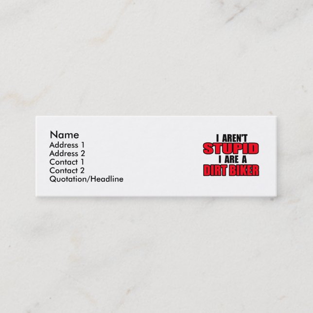 Jag är en smutsig Biker - profilkort Mini Visitkort (Framsida)