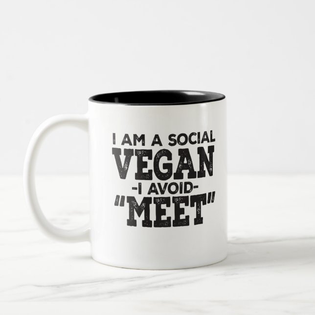 Jag är en social-vegan. Två-Tonad mugg (Vänster)