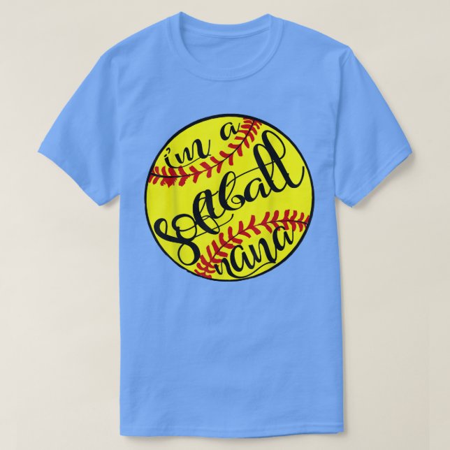 Jag är en Softball Nana Proud farmor T Shirt (Design framsida)